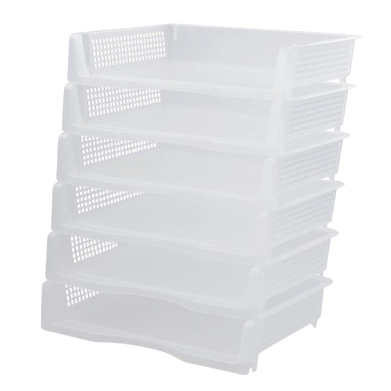 Kiddream 6 Tier Clear Plastic Document Letter Trays, Stackable Paper File Tray - Image 1